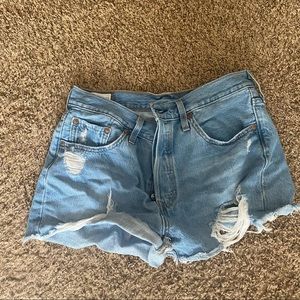 womens levi 501 original womens denim shorts - w29 light blue